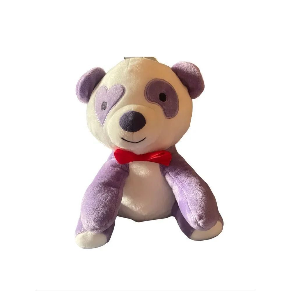 Hallmark White and Purple Panda Bear Heart Eye Plush Stuffed Animal 10"
